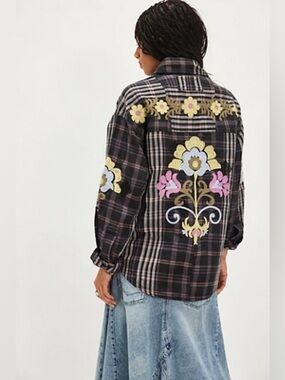 NWT! Free People We The Free Embroidered Sashiko Shirt Sz Small